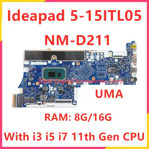 NM-D211 For Lenovo Ideapad 5-15ITL05 Laptop Motherboard 5B20Z53366 5B20Z53369 5B20Z53370 With i3 i5 