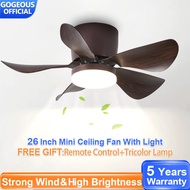 GOGEOUS 26 Inch Kipas Siling Mini Modern 5 Blade Baby Fan Ceiling Fan With Light Remote Strong Winds