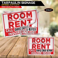♞,♘,♙2pcs Room For Rent Signage | Room For Rent Tarpaulin Signage | 1.5ft x 2ft