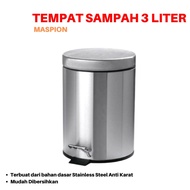 Maspion D-27 DUSTBIN 3L DUST BIN PEDAL STAINLESS STEEL 3 L OFFICE TRASH CAN