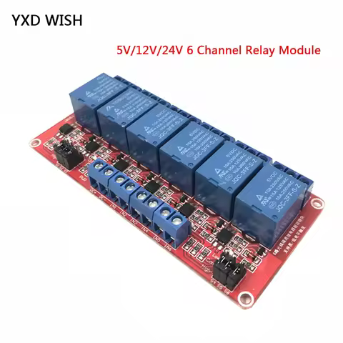 6 Channel Relay Module 5V 12V 24V High and Low Level Trigger Relay Control With Optocoupler 6 Way Re