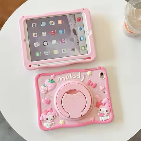 3D Cartoon My Melody Case For iPad A16 2025 2024 Air11 M3 M2 Mini 2 3 4 5 6 7 Pro 11 M2 9.7 10.2 iPa