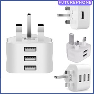 Universal 1/2/3-port Usb Uk Plug 3 Pin Wall Charger Adapter Triangle Plug Charger 2 Usb Type-a Port 