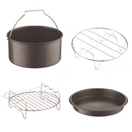 imarflex 伊瑪 五件組氣炸鍋配件 IAF-5 304不銹鋼串針 3支 + 6吋雙層304不銹鋼烤架 直徑15.5cm + 6吋380度不沾塗層披薩烤盤 直徑15 x 2.5cm + 6吋304