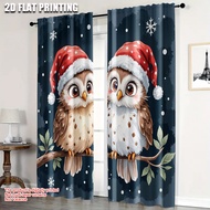 2pcs,2D flat printing Colorful Summer Party Curtains Santa Owls Versatile Fabric,Without Electricity