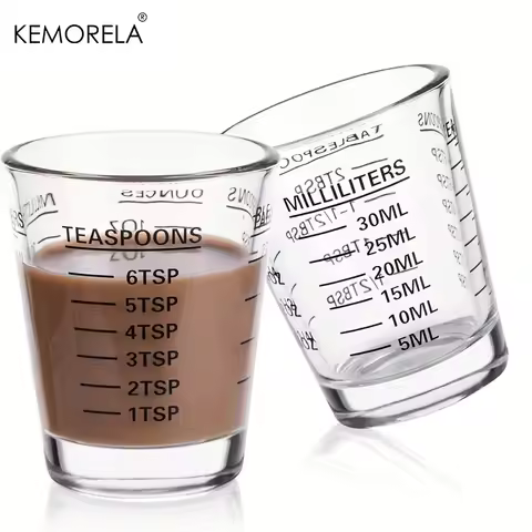KEMORELA Shot Glasses Measuring Cup 2PCS Espresso Shot Glasses Liquid Heavy Glass 30 ML Coffee Measu