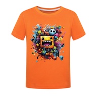 2025 Năm Mới Cotton Cổ Tròn Tay Ngắn T Áo Thun Geometry Dash Hình Học Chạy Nước Rút Quần Áo Trẻ Em