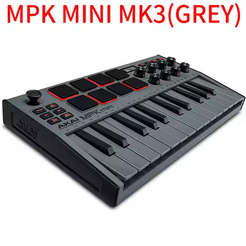 AKAI Professional MPK Mini MK3 - 25 Key USB MIDI Keyboard Controller With 8 Backlit Drum Pads, 8 Kno