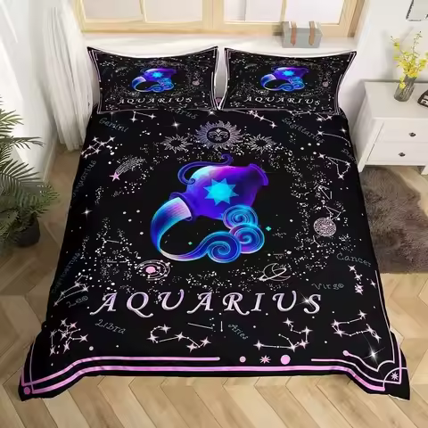 Gemini King Queen Duvet Cover Constellation Horoscope Comforter Cover Astrology Galaxy Bedding Set S