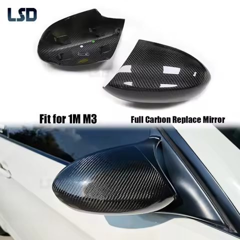 For BMW 2008-13 M3 E90 E92 E93 1M E82 Full Dry Carbon Fiber Mirror Cover Side RearView Caps Replacem