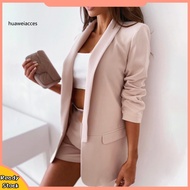 HUA  Women Blazer Solid Color Lapel Autumn Winter Elegant Turndown Collar Suits Coat for Office