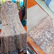 COD-GAMIS BROKAT ROMPI MISAH LEPAS PASANG DALAMAN BORDIR-GAMIS PAYET MEWAH MODEL CARDIGAN COCOK PEST