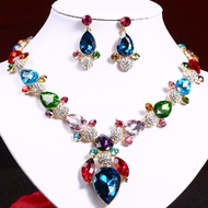 Alloy Jewellery Jewellery Set Crystal Necklace Earrings Set Daily Match and Wedding Jewellery Set Gi
