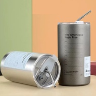 TERMOS CODE J75Z 9ML6Ml Coffee Cup with Straw Stainless Steel Thermos Water Bottle American Iced Cof