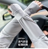 #N/A - R17 防曬冰絲（灰色）袖套女 一對裝 寬鬆薄冰袖半指戶外防紫外線開車護手臂