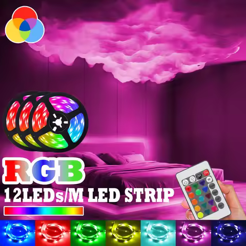 SMD 5050 RGB Flexible LED Tape Lights, 1-40m LED Strip Lights with 24 Keys Controller for TV Backlig