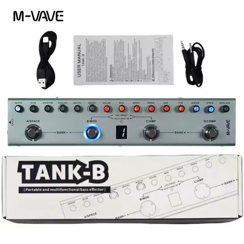 M-VAVE Tank-B Pro Bass Processor | 36 Custom FX Chains + IR Cab Sim | 9 Preamp/8 Slot Studio System 