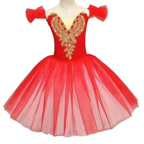 Ballet Dress Long Classical Red Tutu Dress Girls' Ballet Dress Little Swan Children's Dance Performa