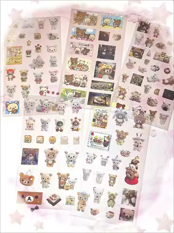5 Sheets Set Rilakkuma Korilakkuma Bear Transparent Stickers Deco DIY Album Scrapbooking Scrapbook B