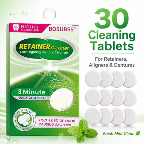 Denture Cleaning Tablets Fresh Breath Denture Cleaner Tablets for Retainers Mouth Guards Braces Oral