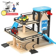 Wooden Train Track Diecast Parking Set Compatible With Brand Wooden Railway Track Wooden Toys For Ki