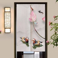 LIFE Chinese Mandarin Duck Picture Door Curtain Partition curtain Short curtain Household decoration blocking kitchen toilet Non punching hanging curtain