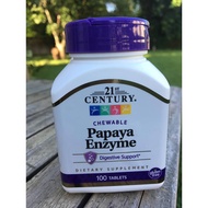 (21st Century) Papaya Enzyme 100 ChewableTablets & Pineapple
