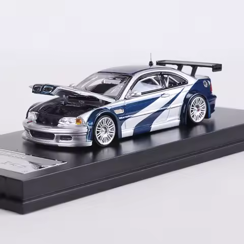 MJ MODEL 1:64 M3 E46 GTR Alloy Model Car can open the hood