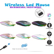 Ready Stock Rechargeable Mouse Wireless Silent LED Backlit Mice USB Optical Mouse wireless mouse LED