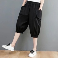 Women's plus size cropped pants summer new mid length pants