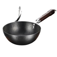 20cm錘紋小炒鍋 一人食無塗層不沾鍋 炒菜鐵鍋 老式鑄鐵不沾鍋