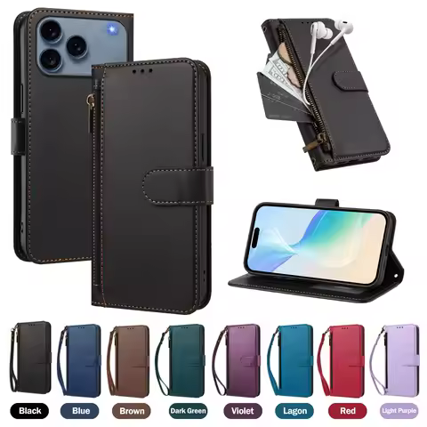 Leather Wallet Flip Case for Asus Zenfone 11 12 Ultra ROG Phone 8 9 Pro Zipper Pocket phone Cover