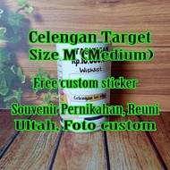 Celengan Target M Medium Sedang Buka Tutup Permanen Custom Sticker Stiker Tabungan Calengan Celangan