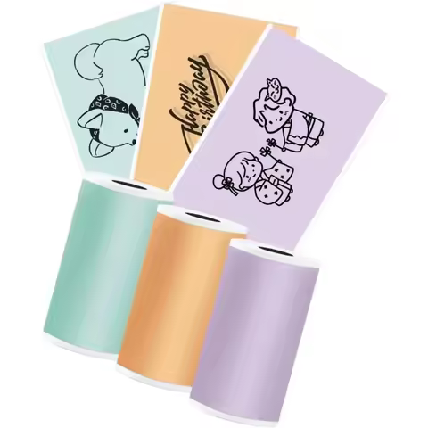 Color Thermal Sticker Paper for M02/T02/M02 Pro/M02 Mini Sticker Printer,Black on Mint Green/Purple/
