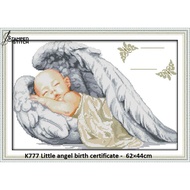 Stamped to Stitch* K777 Little Angel Birth Certificate, 62x44cm, 11CT Printed Cross Stitch SET