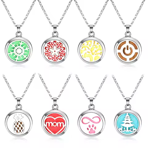 New 28MM Aromatherapy Jewelry Essential Oil Diffuser Perfume Locket Pendant Heart-Shaped Stainless S