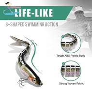 [Whweight] 3 Pieces Set Tackle Set Portable with Hook Crankbait Lifelike Baits Lures 8 Segments for 