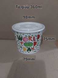 Tô giấy 360ml in sẵn mẫu W.Food Day Set 50-100 cái kèm nắp