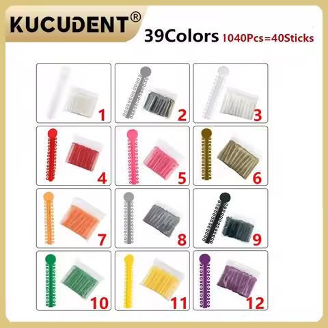 DCLOUD 1040Pcs/40Sticks Dental Orthodontic Ligatures Ties Elastics Modules Bands for Teeth Braces De