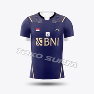 Jersey Badminton Baju Batminton Atasan Bulutangkis Kaos Bulu Tangkis Lining BNI SUDIRMAN