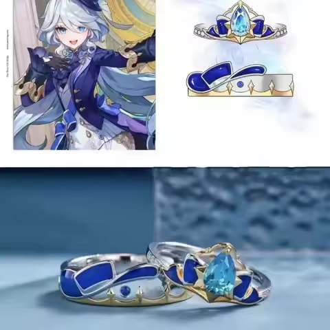 Anime Game Genshin Impact Neuvillette Focalors Arlecchino Nahida Personalized ring Unisex adjustable