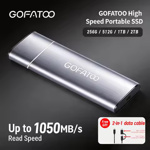 GOFATOO 1050MB/s USB3.2 Gen2 Type-C OTG Portable SSD 256GB 512GB 1TB 2TB Plug&Play Storage For Andro