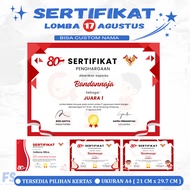 August 17th Competition Certificate Custom Independence A4 Size