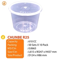 CHUNBE CB WARE R25 (10 X 50set)(500set) 25oz Round Microwave Container / Food Container With Lid 250