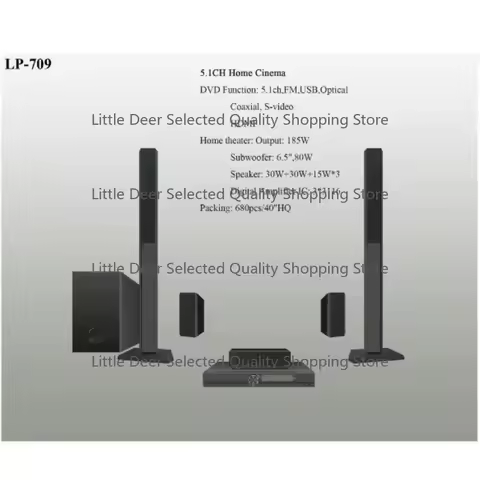 3D Surround Mini Home Theatre System Wireless BT 5.1 100W LED Display USB Function DVD Player-All