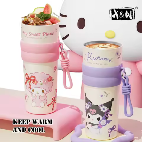 X&W Sanrio Straw Thermos Cup 720mL High-value Appearance Large Capacity with Handle Thermos Water Cu