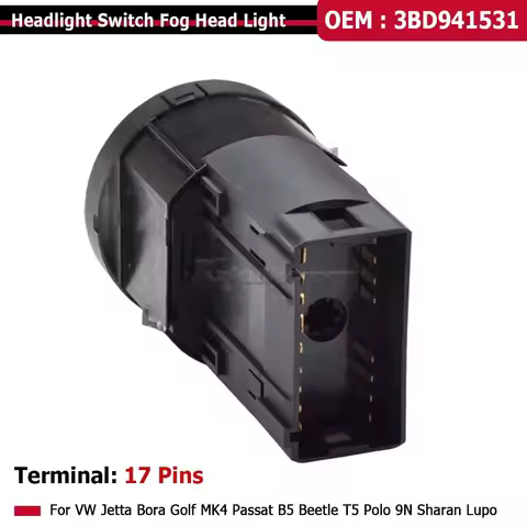 New 3BD941531 For Vw Jetta Bora Golf MK4 Passat B5 Beetle T5 Polo 9N Chrome Headlight Switch Fog Hea