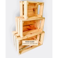 CB-1 Custom Made (HOT) > Natural Pine Wood Box  > Kotak Kayu Pine / Wooden Crates Storage Box/ Stora