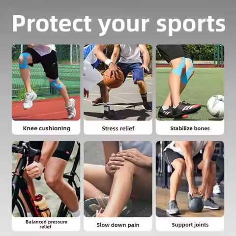 2pcs Breathable Precut Kinesiology Tape Elastic Cotton Material Athletic Knee Tape Precut Support & 