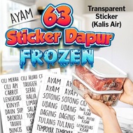 63 Sticker Dapur | Sticker Barang Basah | Stiker Peti Sejuk | Refrigerator Freezer Food Lable | Froz